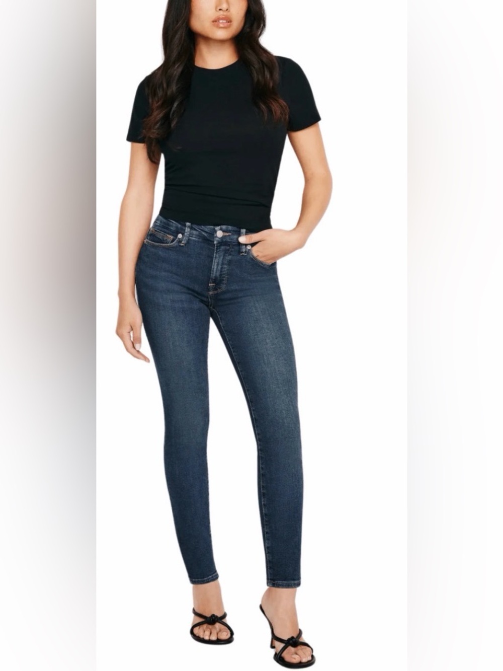 Good American Khloe K Y2K Good Petite Skinny Denim Jeans GPSK873T Blue 609 2/26